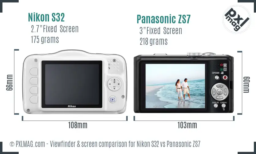 Nikon S32 vs Panasonic ZS7 Screen and Viewfinder comparison Nikon S32 vs Panasonic ZS7 Screen and Viewfinder comparison