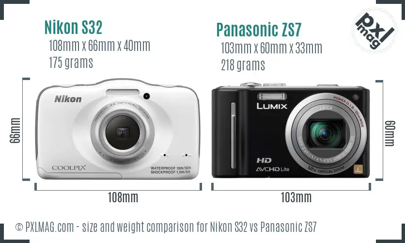 Nikon S32 vs Panasonic ZS7 size comparison Nikon S32 vs Panasonic ZS7 size comparison