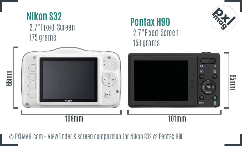Nikon S32 vs Pentax H90 Screen and Viewfinder comparison