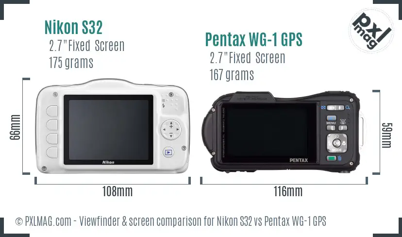 Nikon S32 vs Pentax WG-1 GPS Screen and Viewfinder comparison Nikon S32 vs Pentax WG-1 GPS Screen and Viewfinder comparison