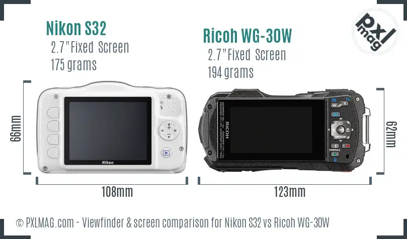 Nikon S32 vs Ricoh WG-30W Screen and Viewfinder comparison Nikon S32 vs Ricoh WG-30W Screen and Viewfinder comparison