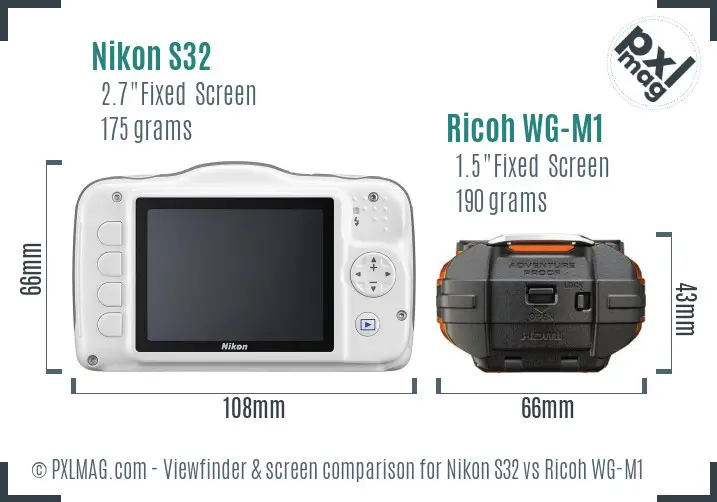 Nikon S32 vs Ricoh WG-M1 Screen and Viewfinder comparison