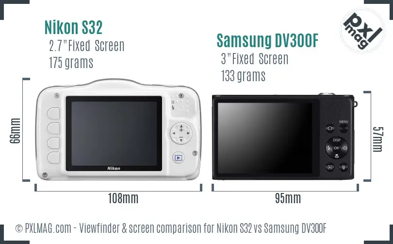 Nikon S32 vs Samsung DV300F Screen and Viewfinder comparison Nikon S32 vs Samsung DV300F Screen and Viewfinder comparison