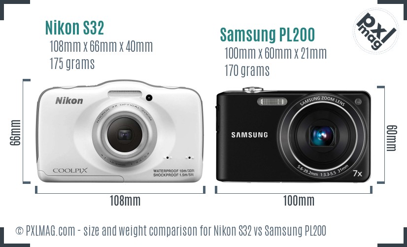 Nikon S32 vs Samsung PL200 size comparison Nikon S32 vs Samsung PL200 size comparison