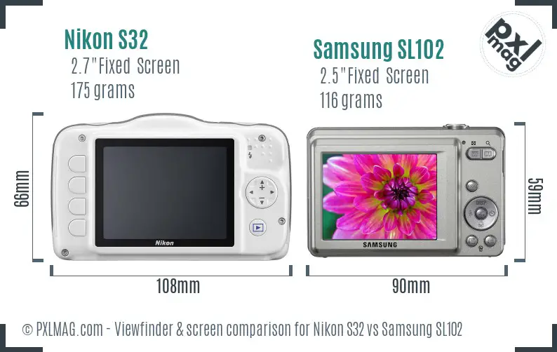 Nikon S32 vs Samsung SL102 Screen and Viewfinder comparison Nikon S32 vs Samsung SL102 Screen and Viewfinder comparison