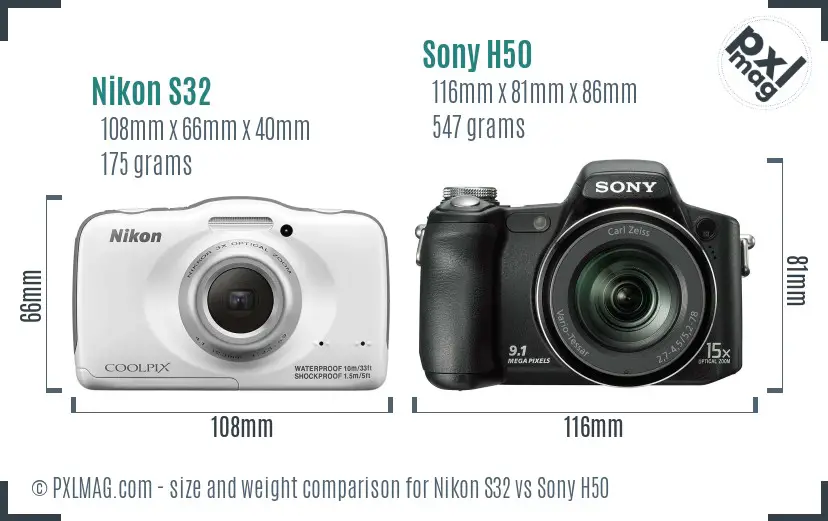 Nikon S32 vs Sony H50 size comparison Nikon S32 vs Sony H50 size comparison