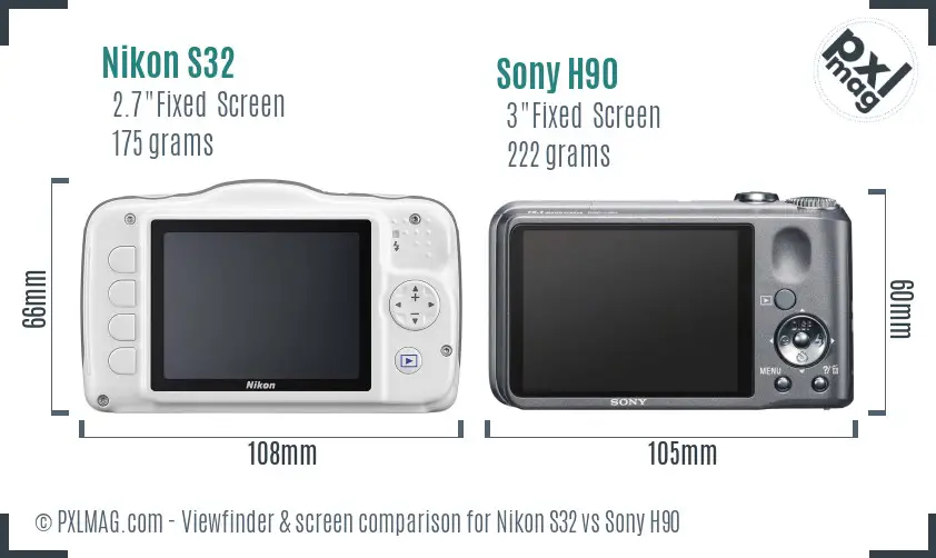Nikon S32 vs Sony H90 Screen and Viewfinder comparison Nikon S32 vs Sony H90 Screen and Viewfinder comparison