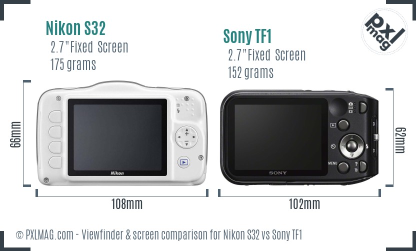 Nikon S32 vs Sony TF1 Screen and Viewfinder comparison