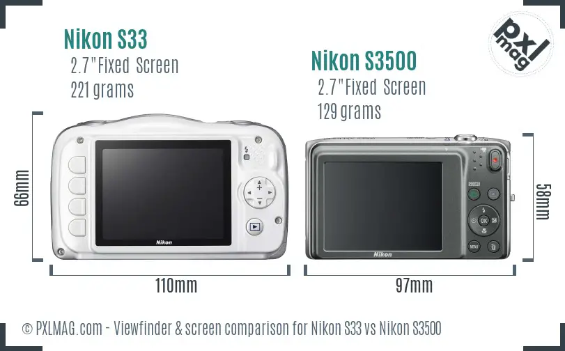 Nikon S33 vs Nikon S3500 Screen and Viewfinder comparison Nikon S33 vs Nikon S3500 Screen and Viewfinder comparison