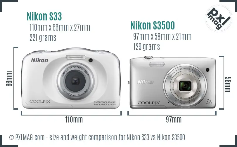 Nikon S33 vs Nikon S3500 size comparison Nikon S33 vs Nikon S3500 size comparison