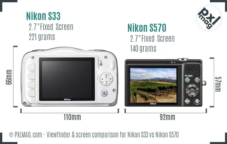 Nikon S33 vs Nikon S570 Screen and Viewfinder comparison