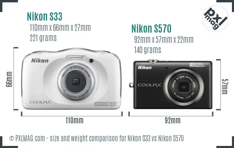 Nikon S33 vs Nikon S570 size comparison