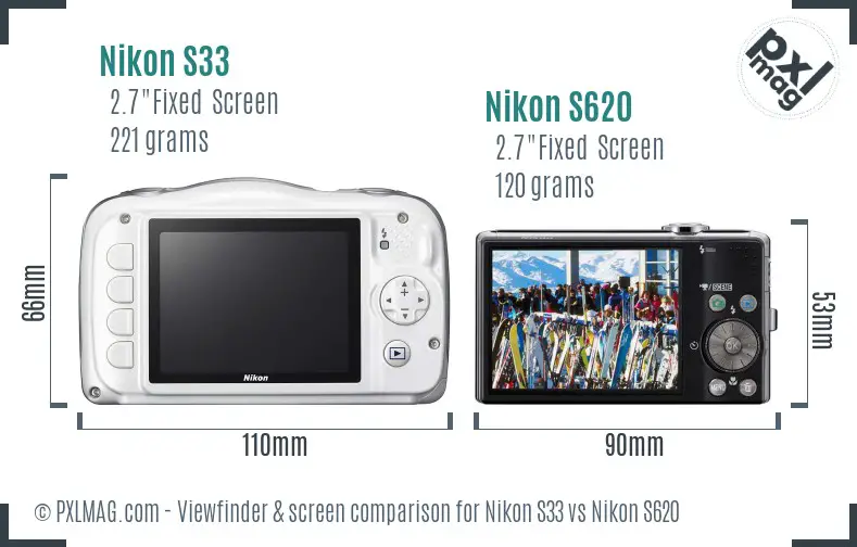 Nikon S33 vs Nikon S620 Screen and Viewfinder comparison Nikon S33 vs Nikon S620 Screen and Viewfinder comparison