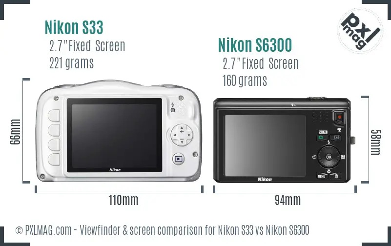 Nikon S33 vs Nikon S6300 Screen and Viewfinder comparison Nikon S33 vs Nikon S6300 Screen and Viewfinder comparison
