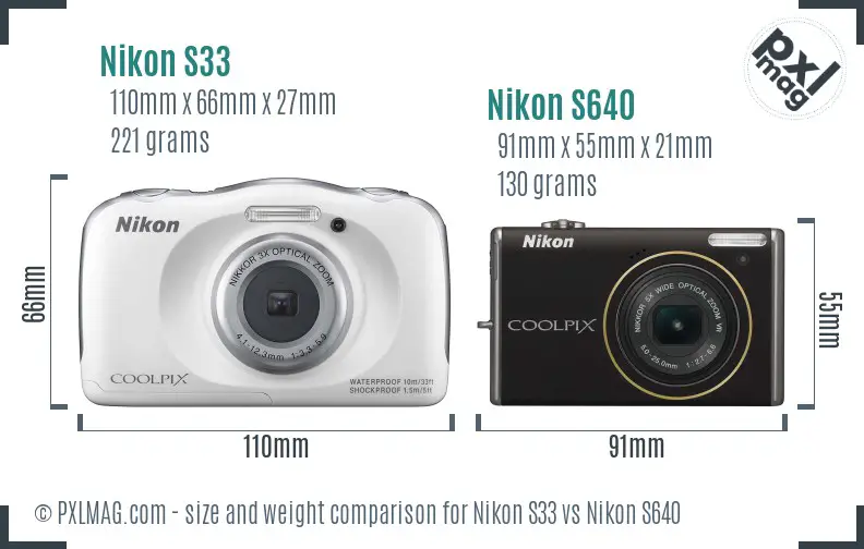 Nikon S33 vs Nikon S640 size comparison