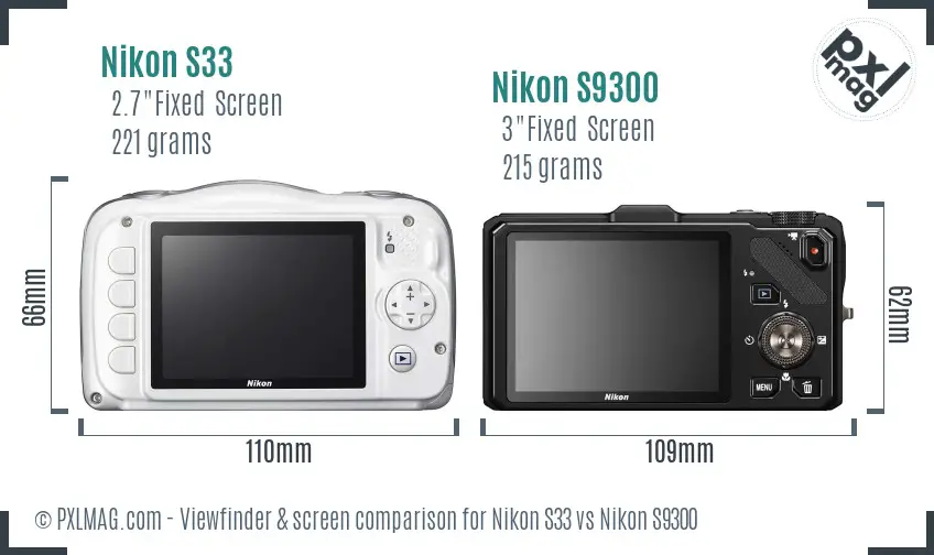 Nikon S33 vs Nikon S9300 Screen and Viewfinder comparison
