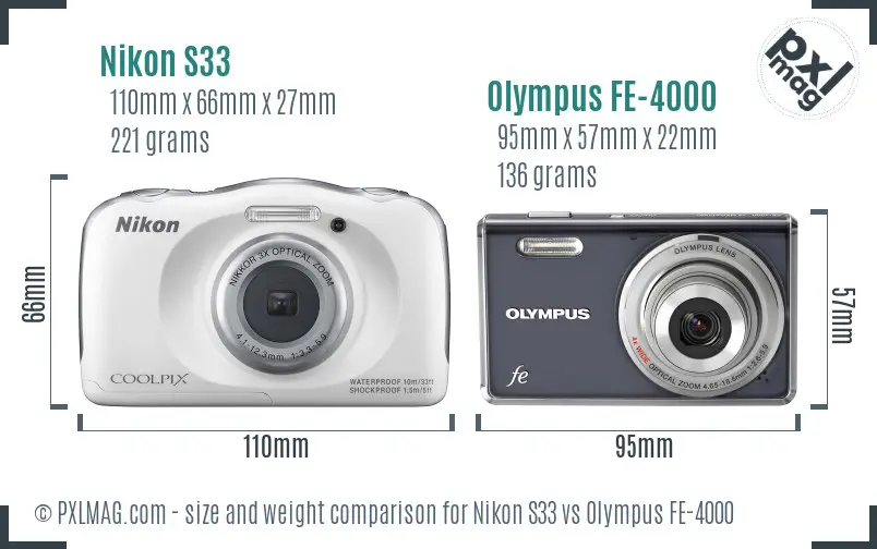 Nikon S33 vs Olympus FE-4000 size comparison