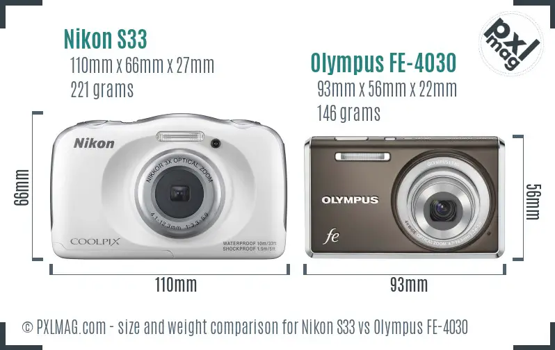 Nikon S33 vs Olympus FE-4030 size comparison