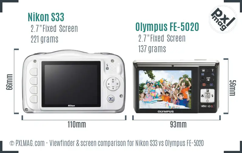 Nikon S33 vs Olympus FE-5020 Screen and Viewfinder comparison Nikon S33 vs Olympus FE-5020 Screen and Viewfinder comparison