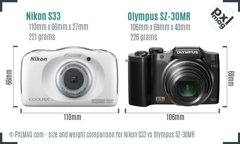 Nikon S33 vs Olympus SZ-30MR size comparison