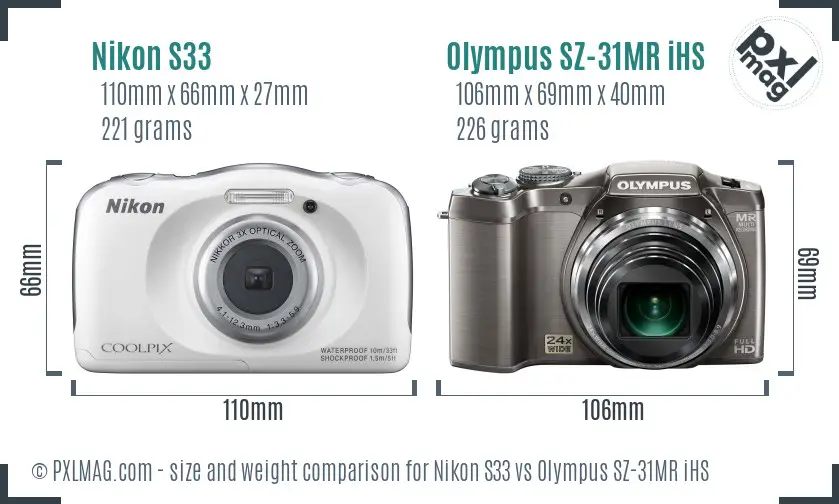Nikon S33 vs Olympus SZ-31MR iHS size comparison Nikon S33 vs Olympus SZ-31MR iHS size comparison