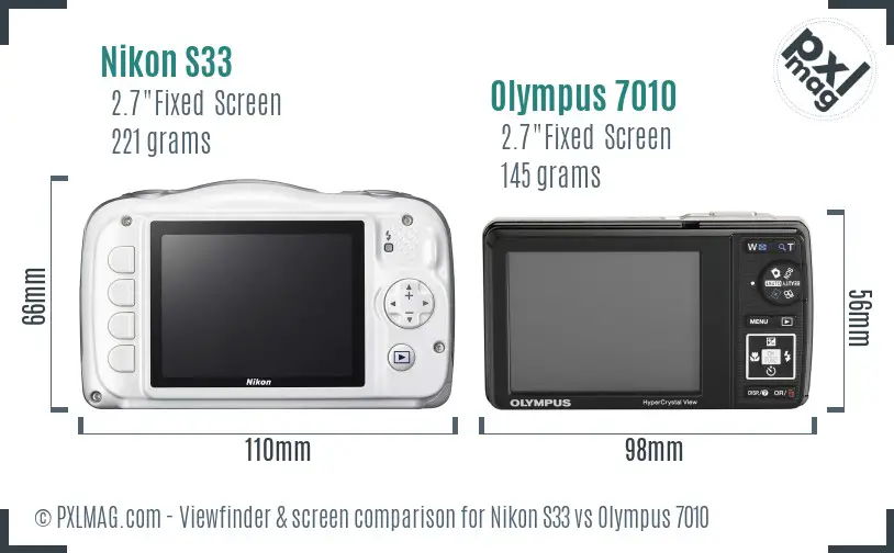 Nikon S33 vs Olympus 7010 Screen and Viewfinder comparison Nikon S33 vs Olympus 7010 Screen and Viewfinder comparison