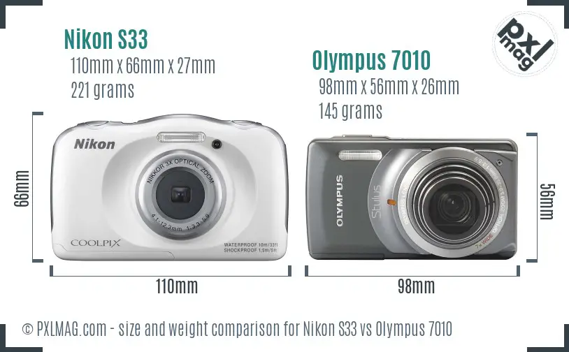 Nikon S33 vs Olympus 7010 size comparison Nikon S33 vs Olympus 7010 size comparison