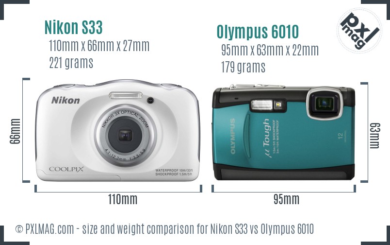 Nikon S33 vs Olympus 6010 size comparison