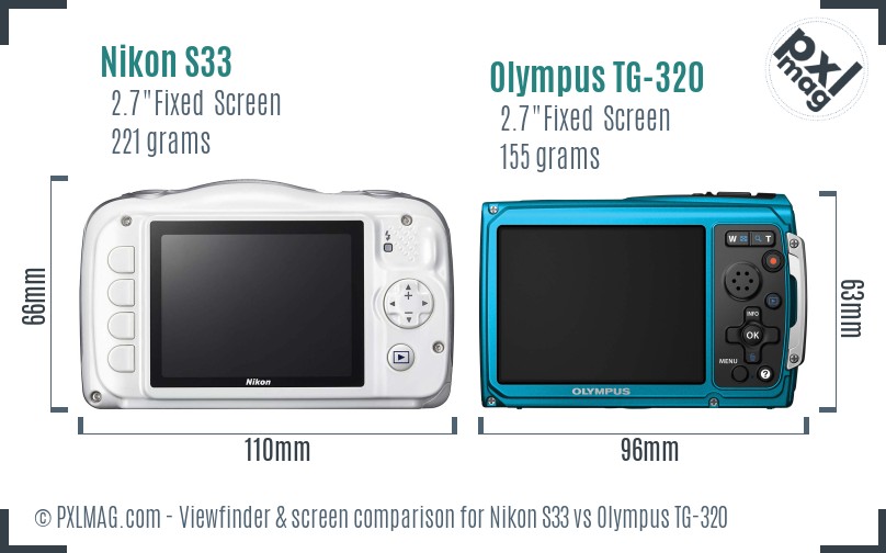 Nikon S33 vs Olympus TG-320 Screen and Viewfinder comparison