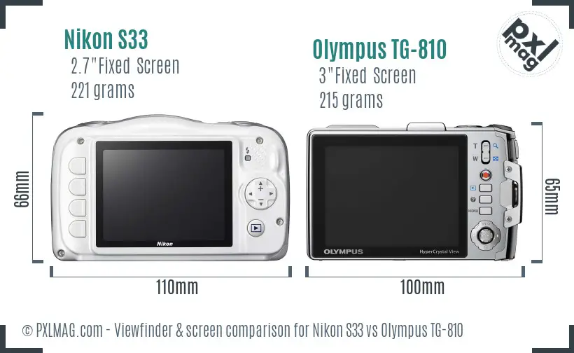 Nikon S33 vs Olympus TG-810 Screen and Viewfinder comparison