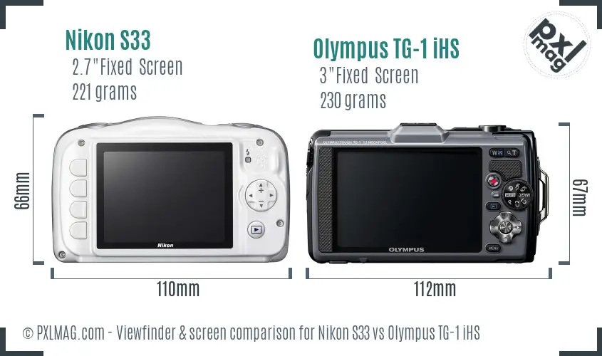 Nikon S33 vs Olympus TG-1 iHS Screen and Viewfinder comparison