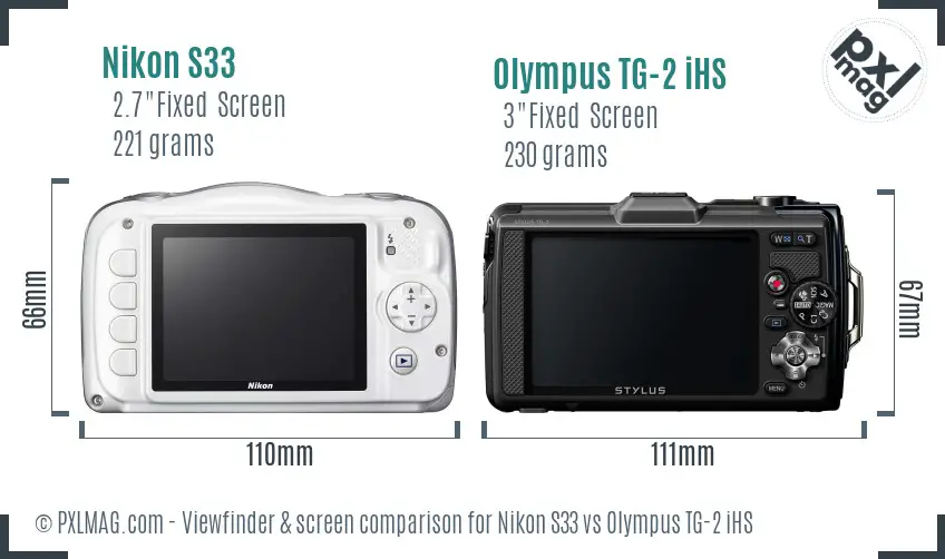 Nikon S33 vs Olympus TG-2 iHS Screen and Viewfinder comparison