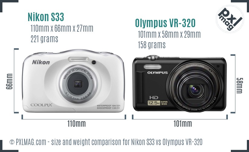 Nikon S33 vs Olympus VR-320 size comparison