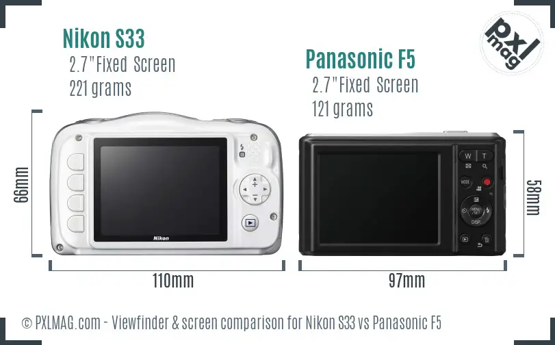 Nikon S33 vs Panasonic F5 Screen and Viewfinder comparison