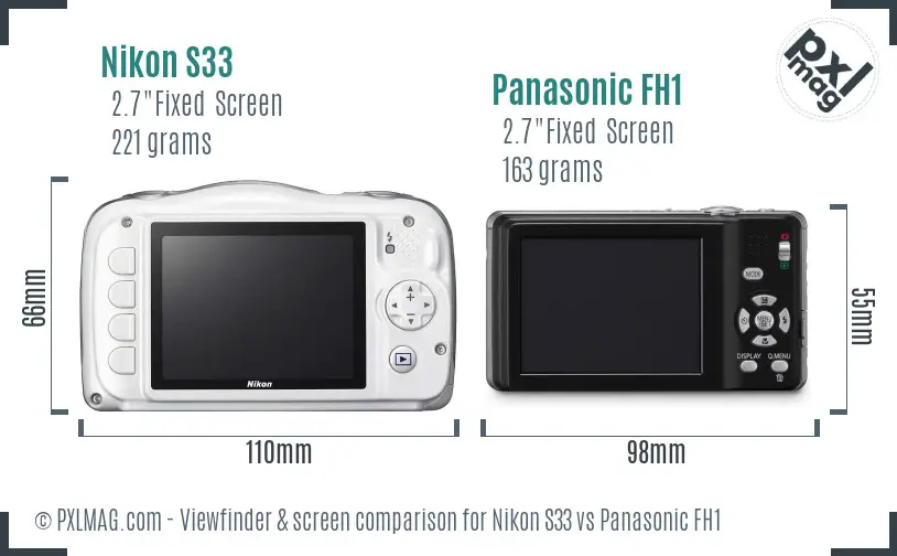 Nikon S33 vs Panasonic FH1 Screen and Viewfinder comparison