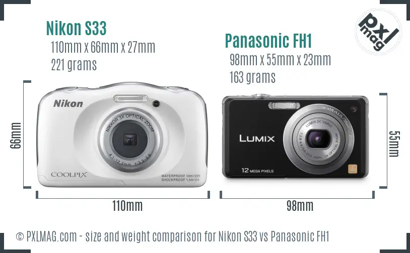 Nikon S33 vs Panasonic FH1 size comparison