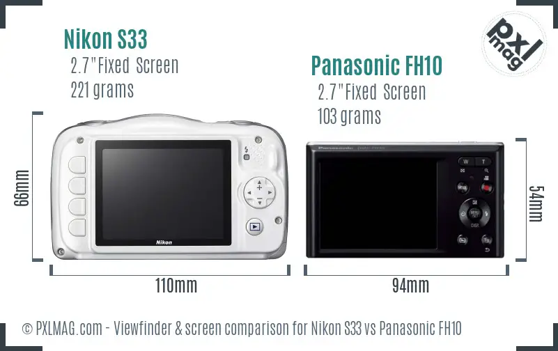 Nikon S33 vs Panasonic FH10 Screen and Viewfinder comparison