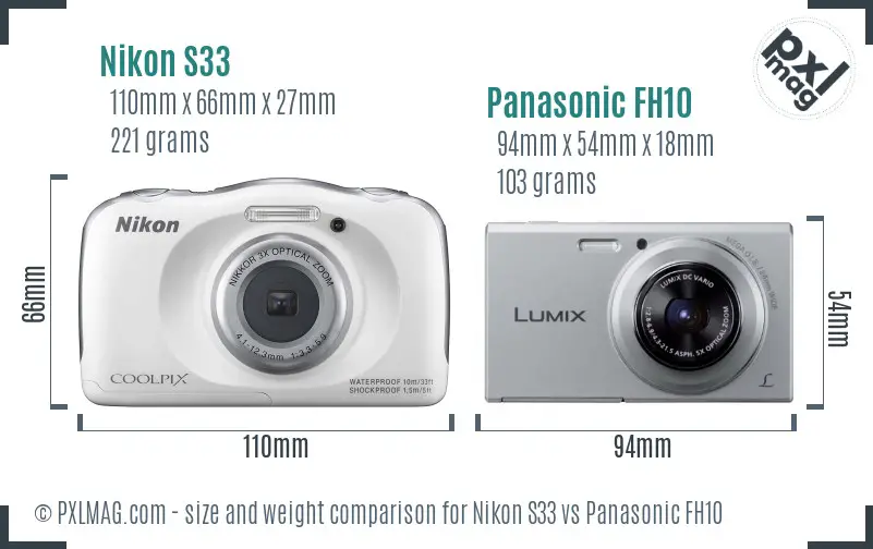 Nikon S33 vs Panasonic FH10 size comparison