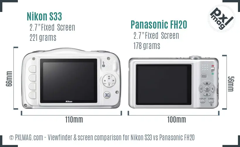 Nikon S33 vs Panasonic FH20 Screen and Viewfinder comparison Nikon S33 vs Panasonic FH20 Screen and Viewfinder comparison