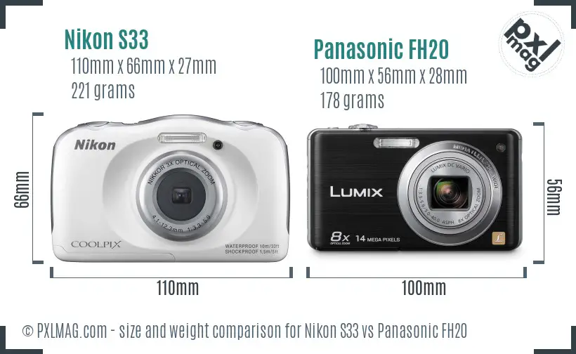 Nikon S33 vs Panasonic FH20 size comparison Nikon S33 vs Panasonic FH20 size comparison
