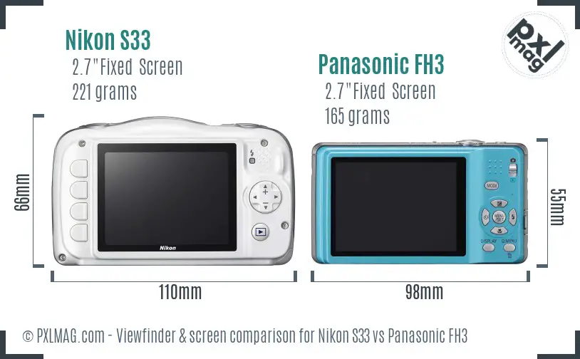 Nikon S33 vs Panasonic FH3 Screen and Viewfinder comparison