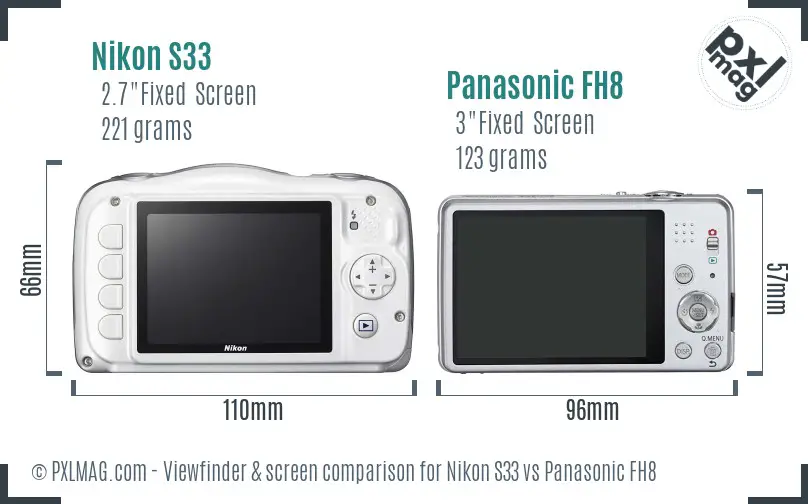 Nikon S33 vs Panasonic FH8 Screen and Viewfinder comparison Nikon S33 vs Panasonic FH8 Screen and Viewfinder comparison