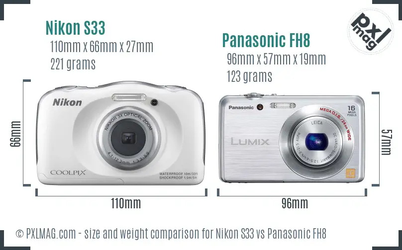 Nikon S33 vs Panasonic FH8 size comparison Nikon S33 vs Panasonic FH8 size comparison