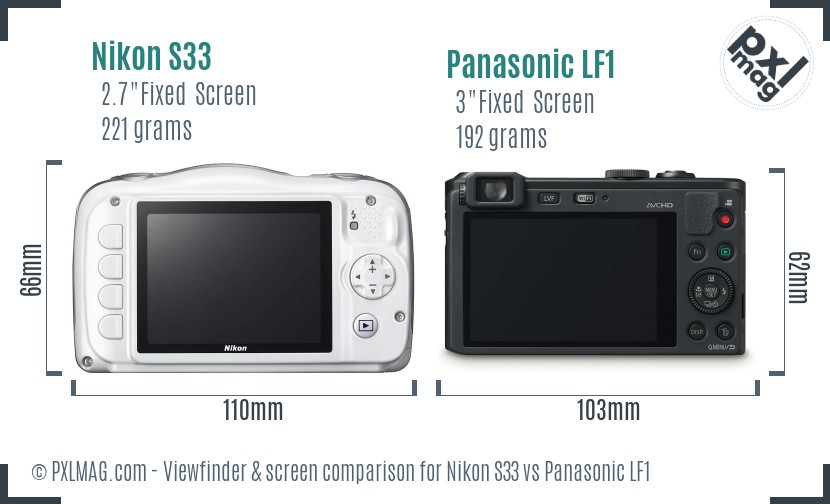 Nikon S33 vs Panasonic LF1 Screen and Viewfinder comparison