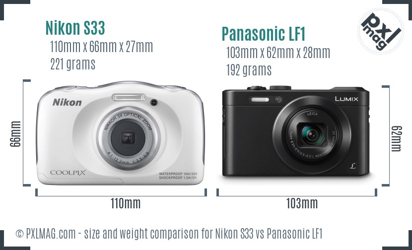 Nikon S33 vs Panasonic LF1 size comparison Nikon S33 vs Panasonic LF1 size comparison