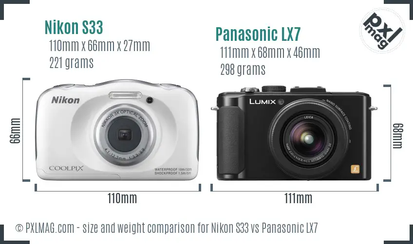 Nikon S33 vs Panasonic LX7 size comparison Nikon S33 vs Panasonic LX7 size comparison