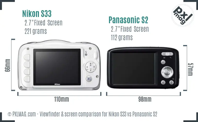 Nikon S33 vs Panasonic S2 Screen and Viewfinder comparison