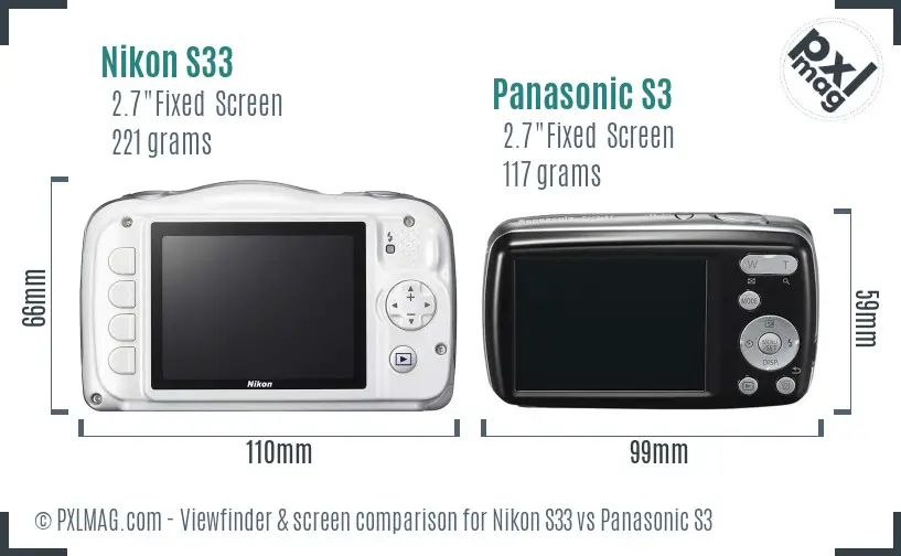 Nikon S33 vs Panasonic S3 Screen and Viewfinder comparison