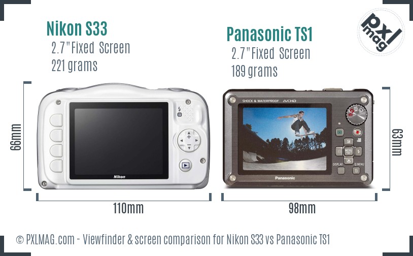 Nikon S33 vs Panasonic TS1 Screen and Viewfinder comparison