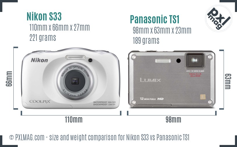 Nikon S33 vs Panasonic TS1 size comparison Nikon S33 vs Panasonic TS1 size comparison